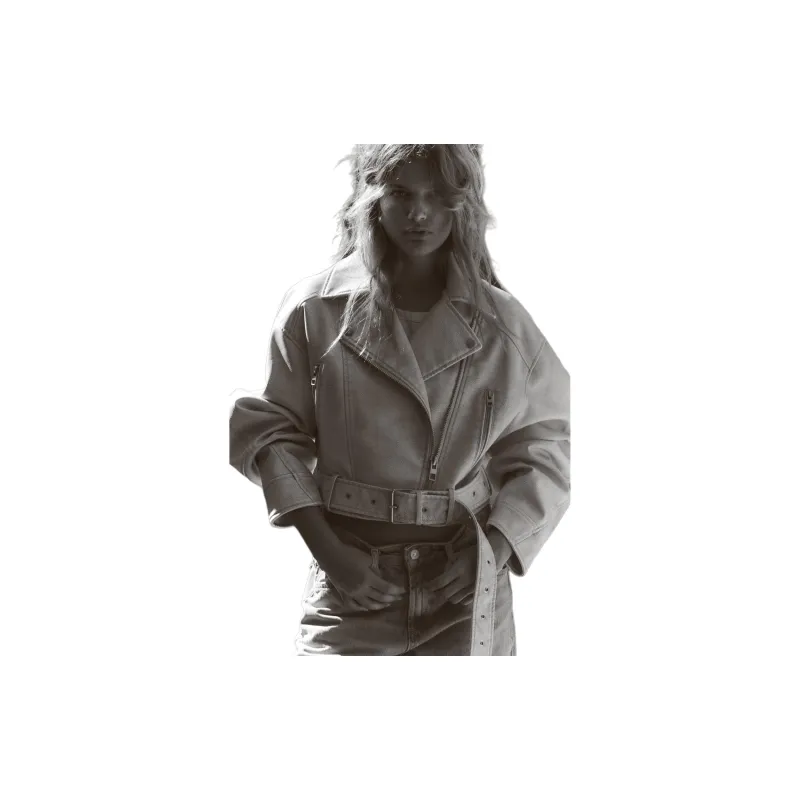 ZARA Leather Jacket Women's White-2