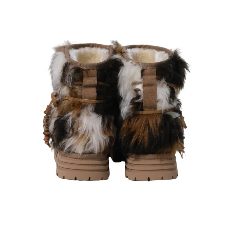 EYGPAP Three Flower Cat, White Outfit With Fuzzy Shoes Crew Snow Boots Women's-2