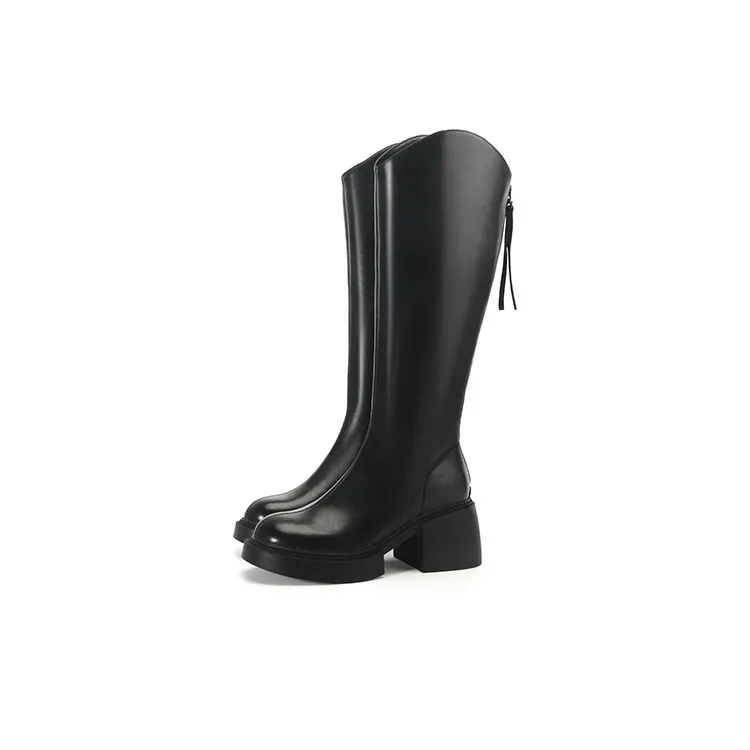 LESELE Knee high Boots Women's Black/Beige-1