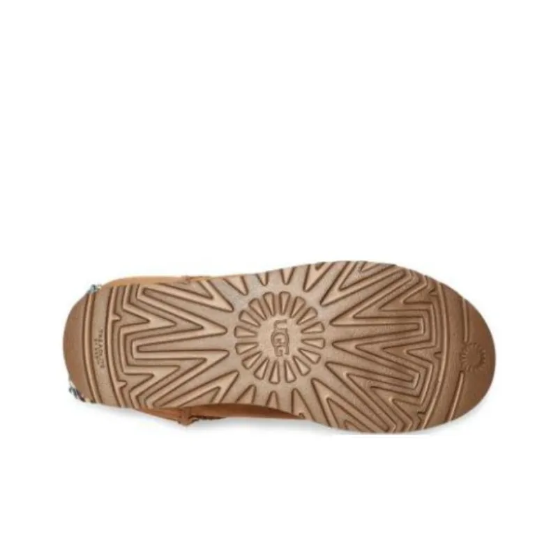 UGG Checkered Bow Short Snow Boots 'Brown' Women's-5
