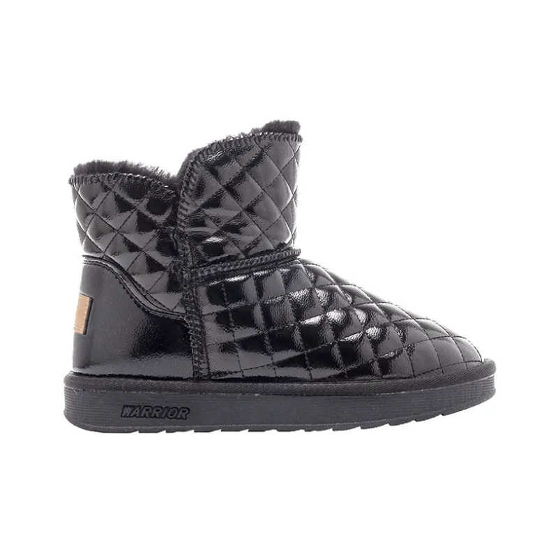 Warrior Fleece Lined Cotton Blend Warm Short Snow Boots Women's Black-1