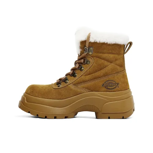 Dickies Warm Wear Resistant Height Increasing Coverage Short Mid Calf Snow Boots 5cm Women's Brown