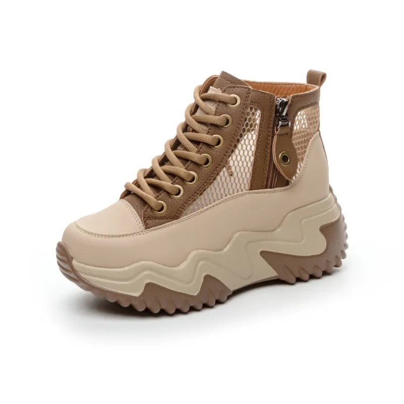 CHOVO Ankle Boots Women's White Black/Light Coffee-3