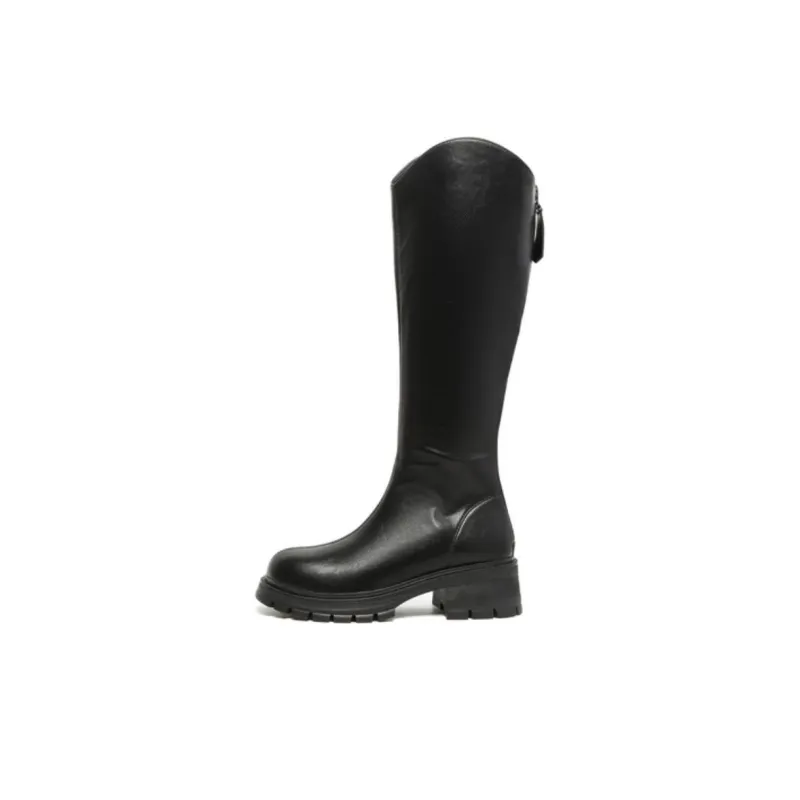 DUSTO Knee high Boots Women's Black/Beige/Coffee-0