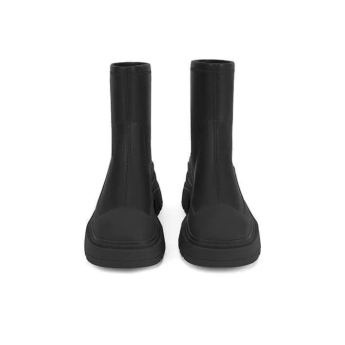 BREAD TREE Wild Whisper Ankle Boots 6cm High Heel Women's Cool Night Black-4