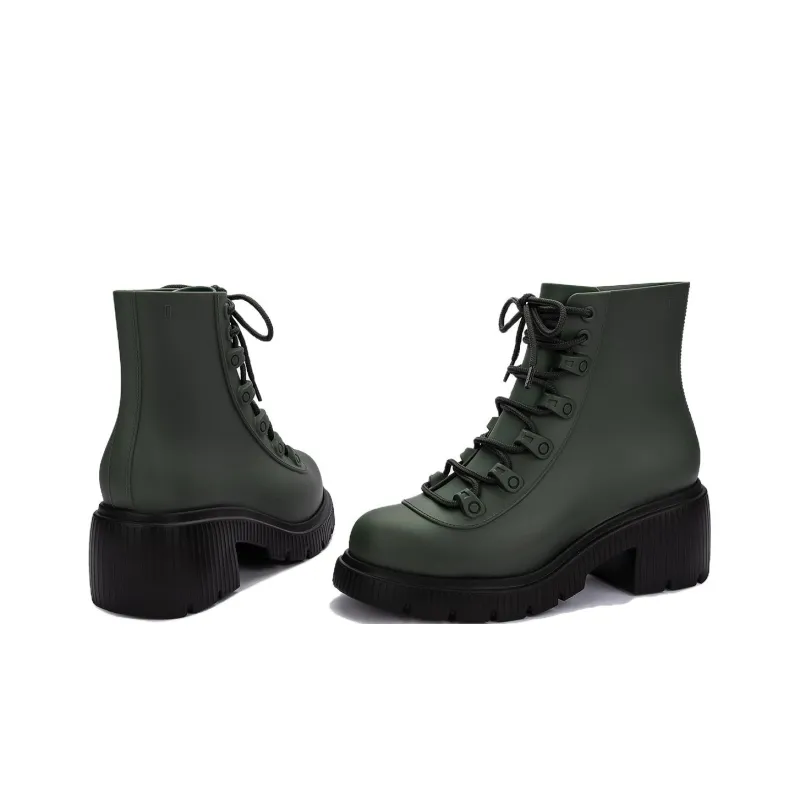 MELISSA Ankle Boots Martin Boots Women's Green Beige Burgundy-3