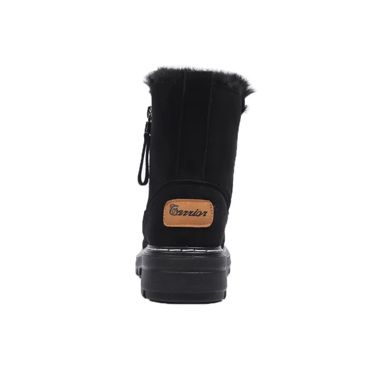 Warrior Warm Wear Resistant Height Increasing Slip Resistant Short Snow Boots Women's Black-3