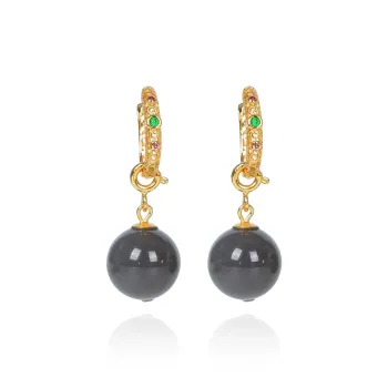 CUIYOUSHIJIA Hetian Jade Earrings Smoky Purple Women's