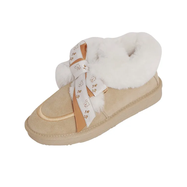 Disney x GRACEGIFT Warm Slip-Resistant Ankle-Length Snow Boots Women's Beige-2