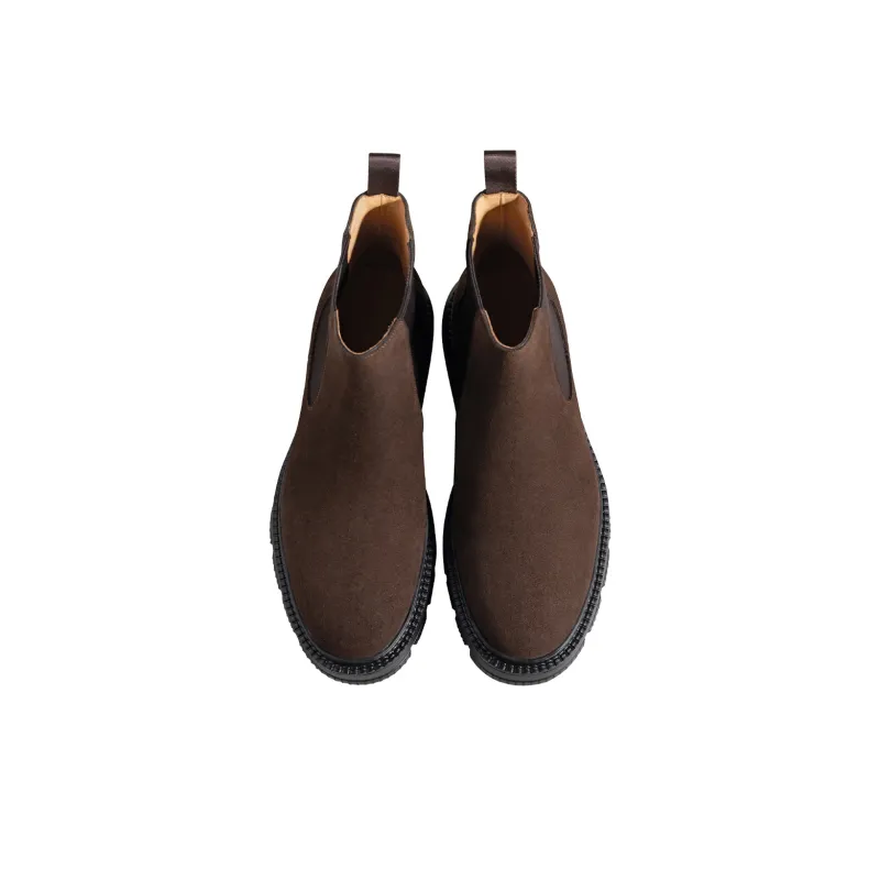 THOM WILLS British Vintage Casual Leather Boots Short Chelsea Boots Men's Coffee-2
