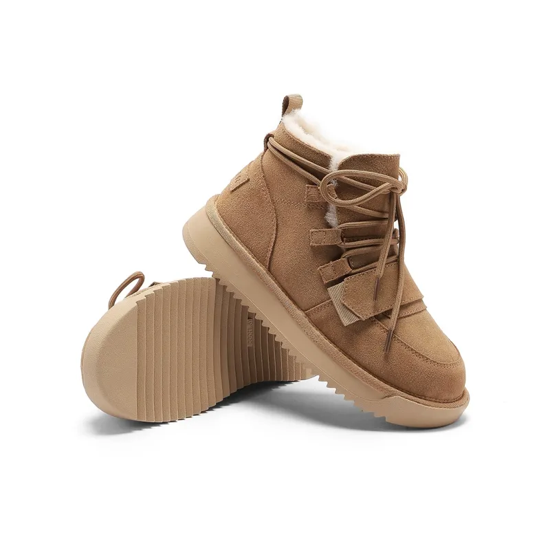 C°BANNER Short Snow Boots Women's Beige Gray-8