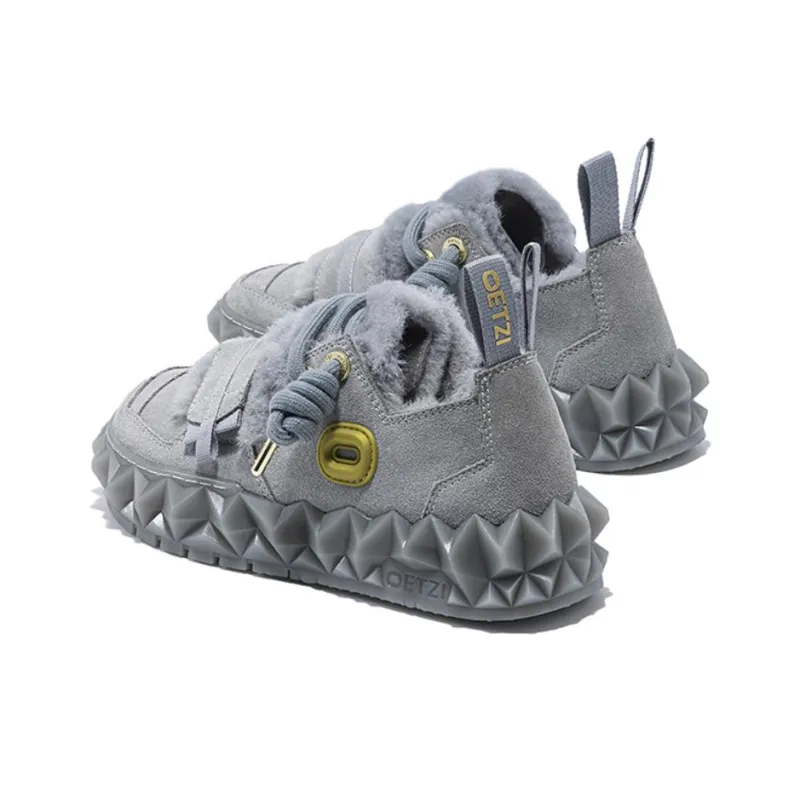 OETZI Ice Mountain Series 10 Ice Man Oz Warm Height Increasing Slip Resistant Ankle Length Snow Boots Unisex Gray-2