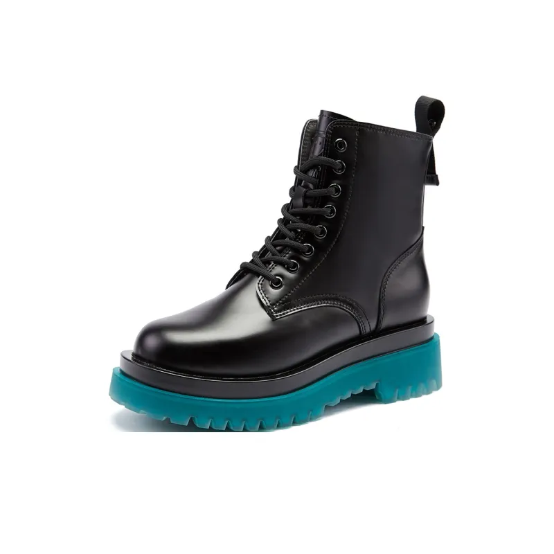 SMILEY Martin Boots Women's Black Green-3