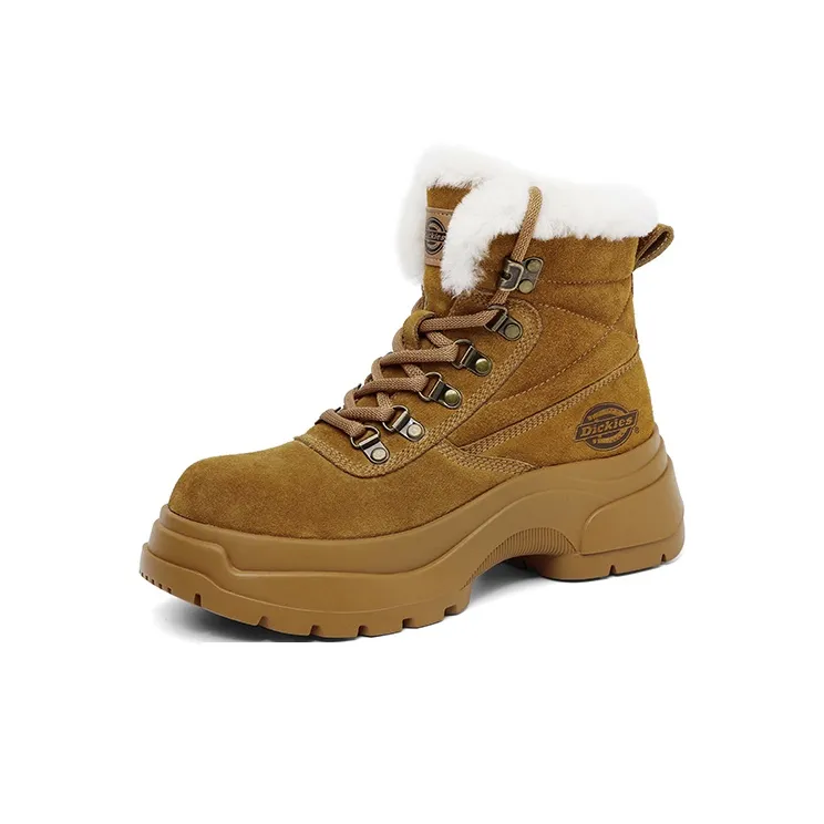 Dickies Warm Wear Resistant Height Increasing Coverage Short Mid Calf Snow Boots 5cm Women's Brown-1