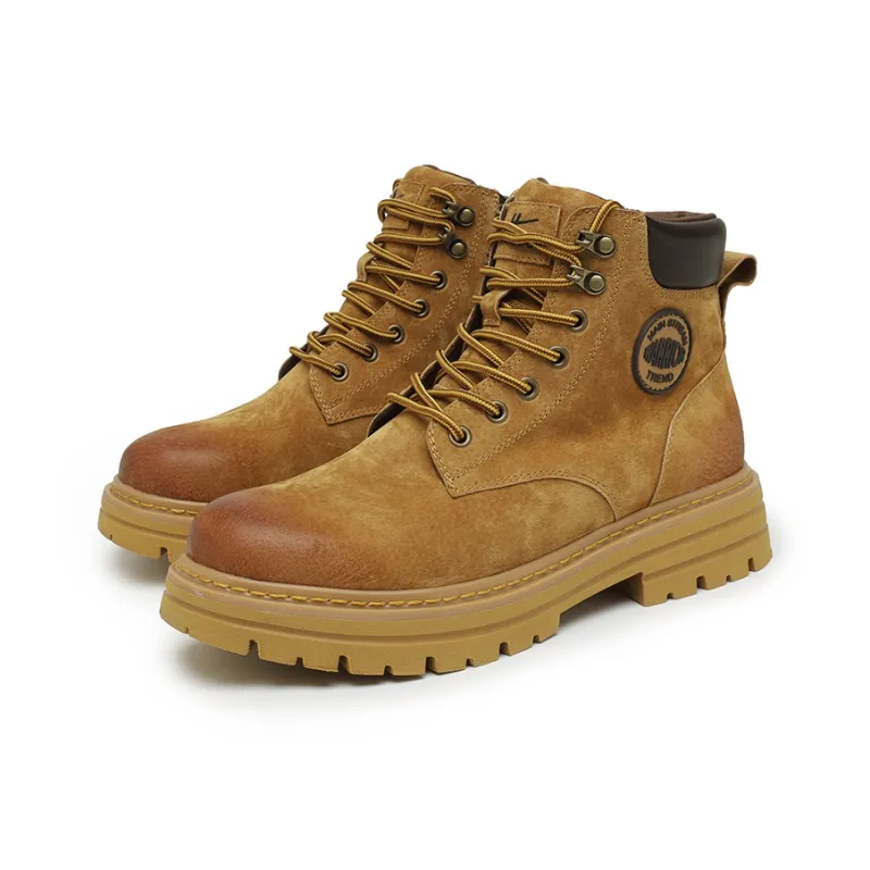 Warrior Water Resistant Wear Resistant Height Increasing Short Outdoor Boots Unisex Earth Yellow-2