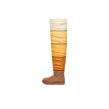 UGG Classic Sweater Letter Ta Knitted Suede High leg Boots 'Brown Tan' Women's