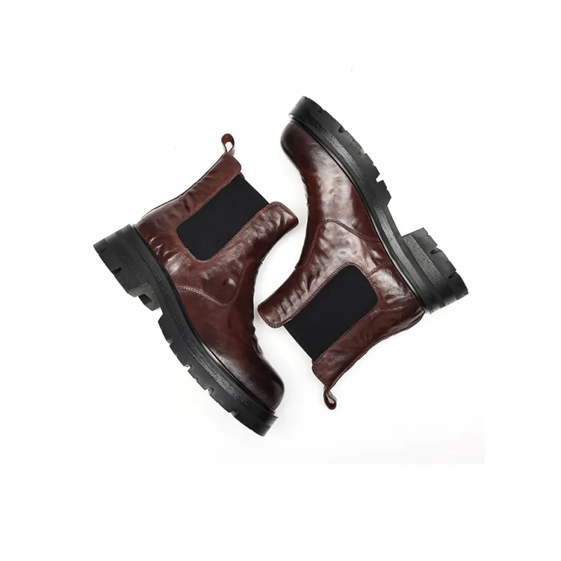 EBLAN Ankle Length Chelsea Boots Women's Brown-3