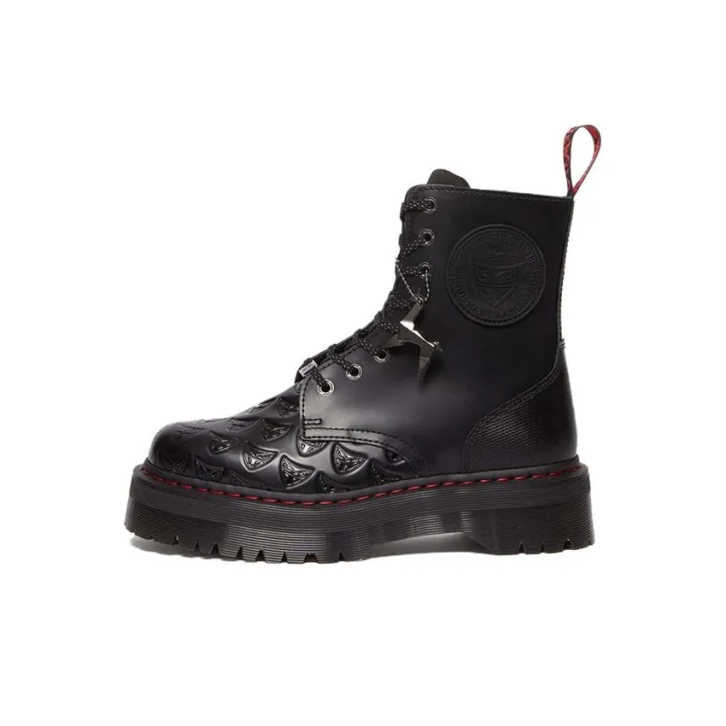 WARNER BROS. x Dr.Martens Jadonseries WB100 Short Martin Boot 5cm Unisex Black Red-0
