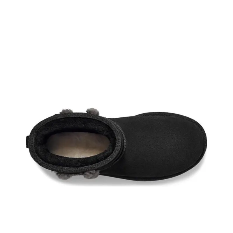 UGG Classic Mini Shearling Logo 'Black' Women's-3