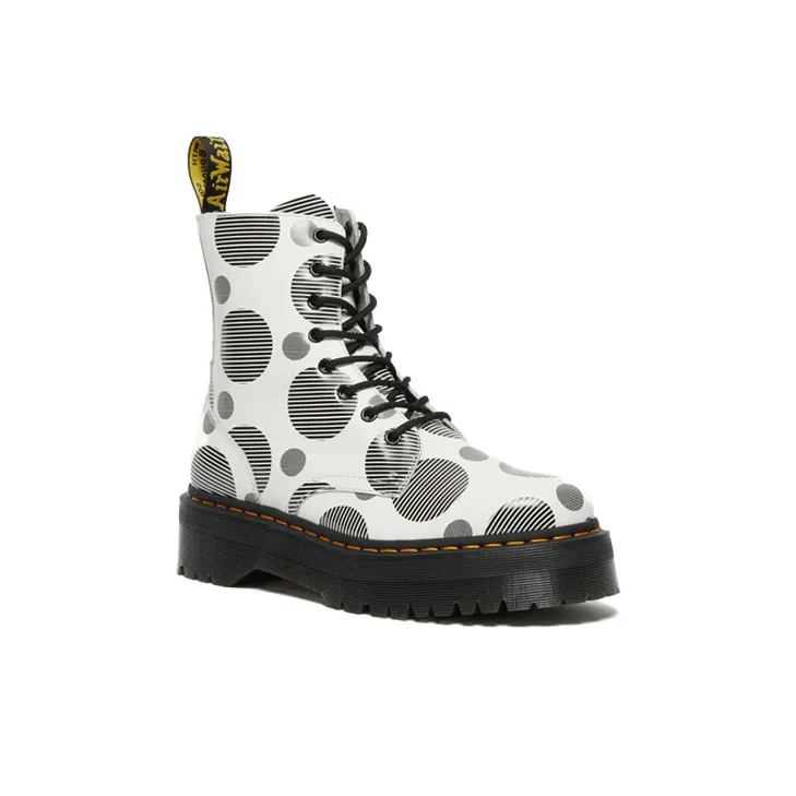 Dr.Martens Jadon Polka Dot Smooth Leather Platform Boots 'White Black' Women's-2