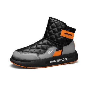 Warrior Warm And Wear Resistant Coverage Short Snow Boots Men's Black Gray Orange