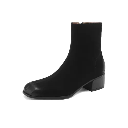 MR.ZHENG Square Toe Chunky Heel Comfortable Versatile Ankle tokyo Women's