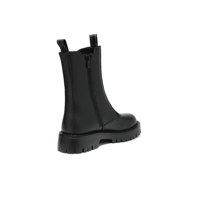 ZUWUDONG Crew Chelsea Boots Flat Men's Black-1