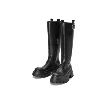 URBAN REVIVO Knee high Boots Women's Black/Green Khaki