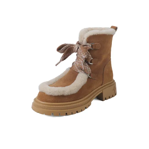 XIAOAJUE Thermal Abrasion Resistant Height Increasing Short Snow Boots Women's