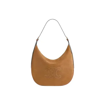 CELINE Calfskin Handbag Shoulder Bag Large Size Women's Tobacco