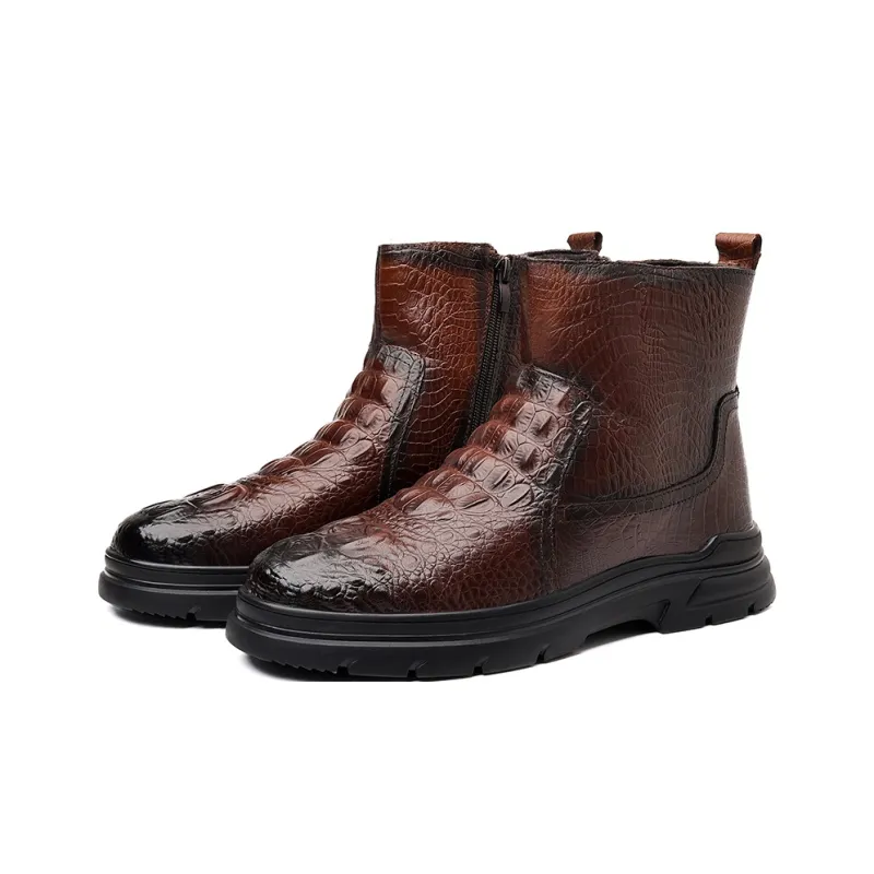 MODENGPAN Ankle Boots Men Black/Brown-9