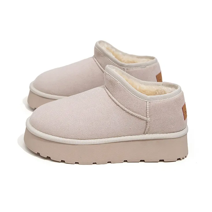Feiyue Warm And Wear Resistant Short Snow Boots Women's Beige-2