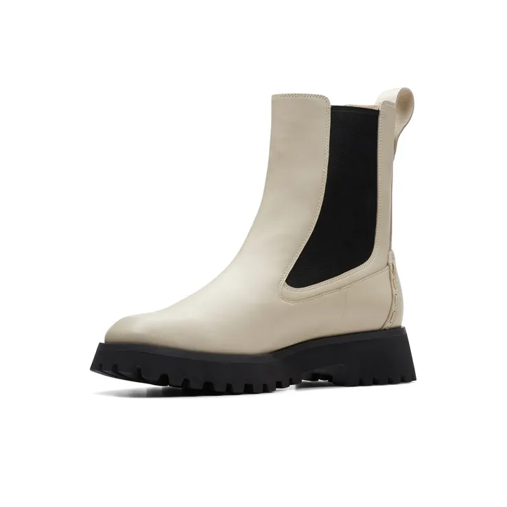 Clarks Trendy Series Short Chelsea Boots Women's White-1
