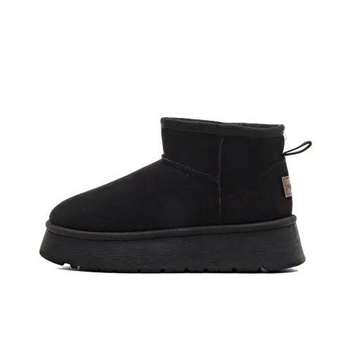 HUANQIU Warm Slip Resistant Coverage Short Snow Boots Women's Black