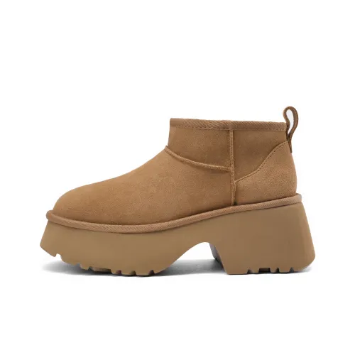 BOSSSUNWEN Snow Boots Women's Chestnut/Walnut