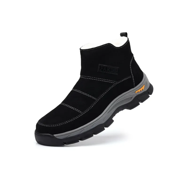 Beidouniao Warm Slip-Resistant Crew Snow Boots Men's Black-1