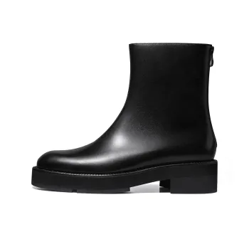 THOM WILLS British Style Fashion Versatile Casual Chelsea Leather Boots Ankle Boots Men's Black