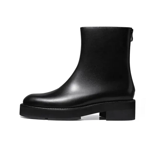 THOM WILLS British Style Fashion Versatile Casual Chelsea Leather boots Powerm Ankle boots Powerm Men's Black
