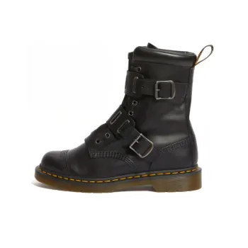 Dr.Martens Quynn Smooth Leather Buckle Lace Up Boots 'Black'