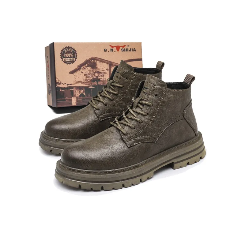 G.N.SHIJIA Biker Tactical Boots Ankle Boots Platform Low Top Men's-14