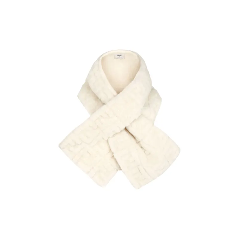 FENDI Lambskin, Wool, Polyester Knit Scarves Women's White-0
