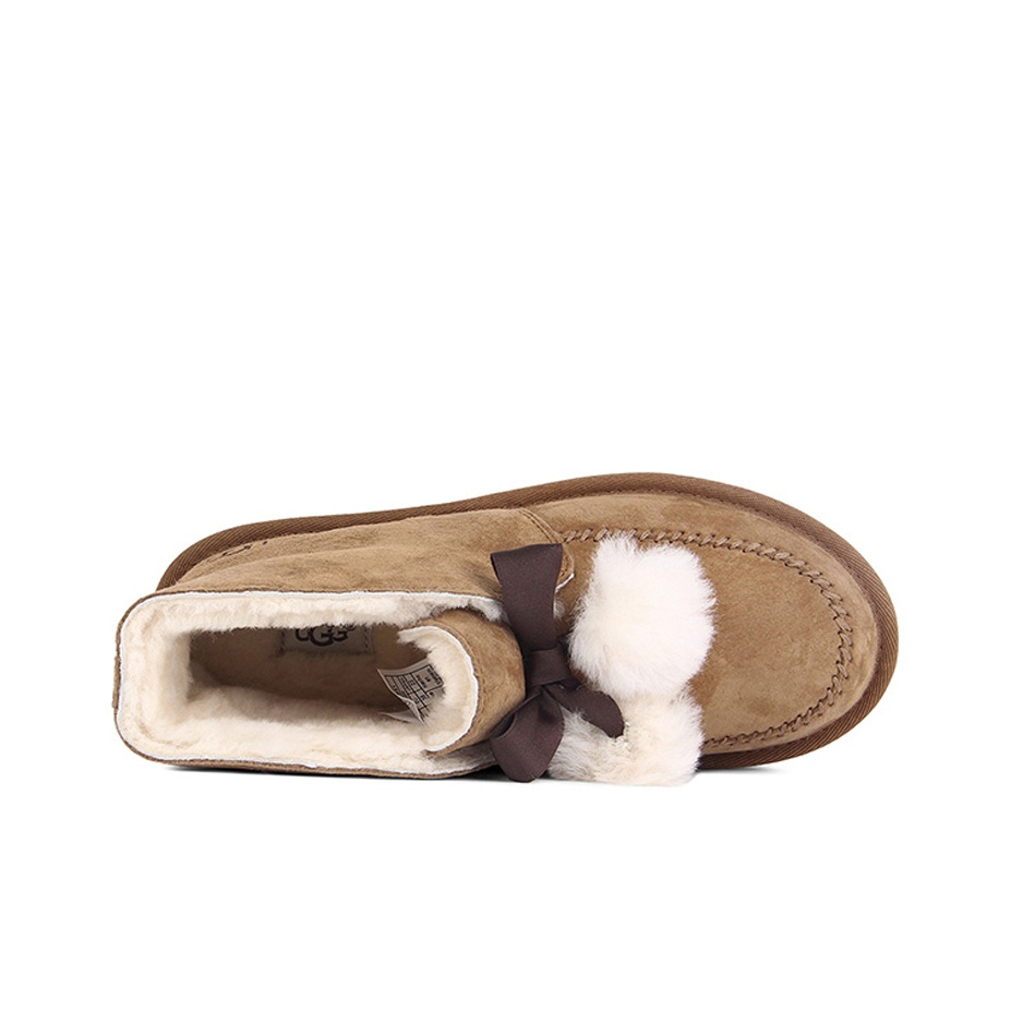 UGG Women’s Kallen Chestnut Suede Pom Pom deals Bow Slippers Size US 7