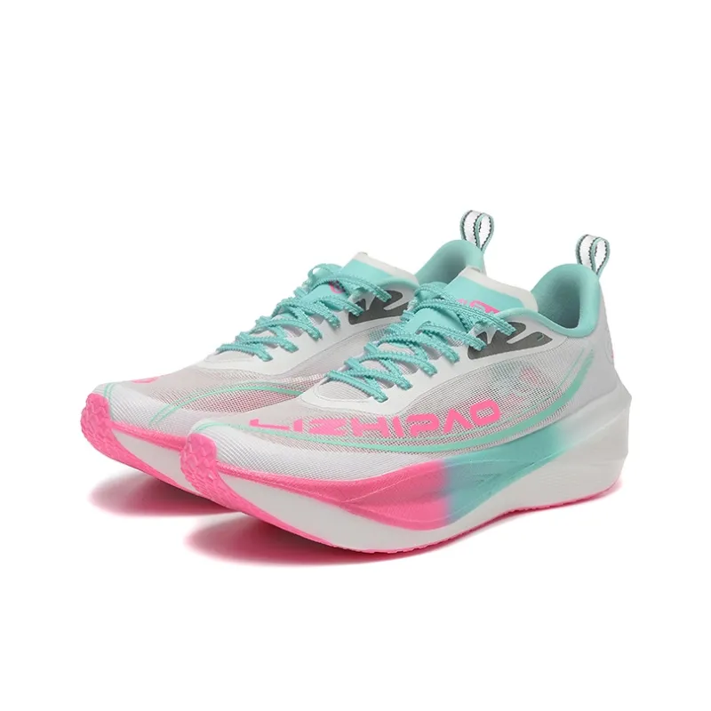 LIZHIPAO Cushioning Rebound Wear Resistant Breathable Slip Resistant Low Top Running Shoes Unisex Green Pink-3