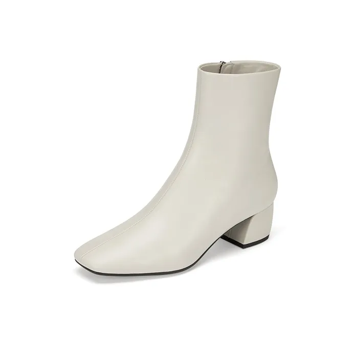73Hours Cream Narrative Ankle Boots 5cm Women's-1