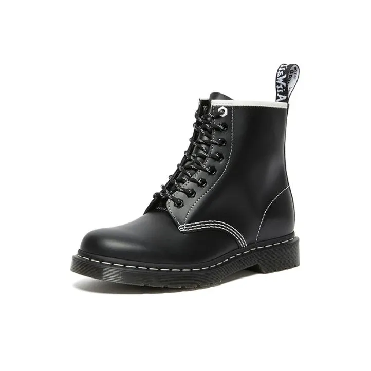 Dr. Martens Dr.Martens 1460 Contrast Stitch Leather Lace Up Boots 'Black Smooth Leather' Women's-1
