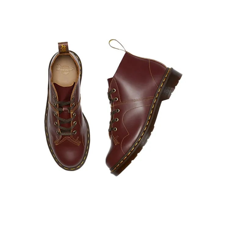 Dr.Martens Church Smooth Leather Monkey Boots Dark Red-4