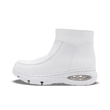 Cherry Blossoms Worm Shaped Cushion Ankle Boots 3.5cm Women's White
