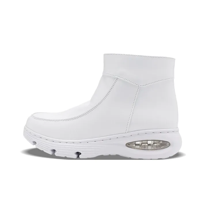 Cherry Blossoms Worm Shaped Cushion Ankle Boots 3.5cm Women's White-0