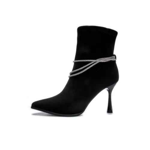 POOQ Ankle Dark Boots Women's Black/Khaki