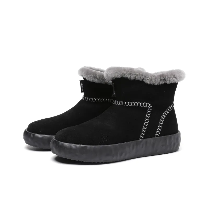 TRUMPPIPE Warm Wear Resistant Slip Resistant Short Snow Boots Men's Black-2